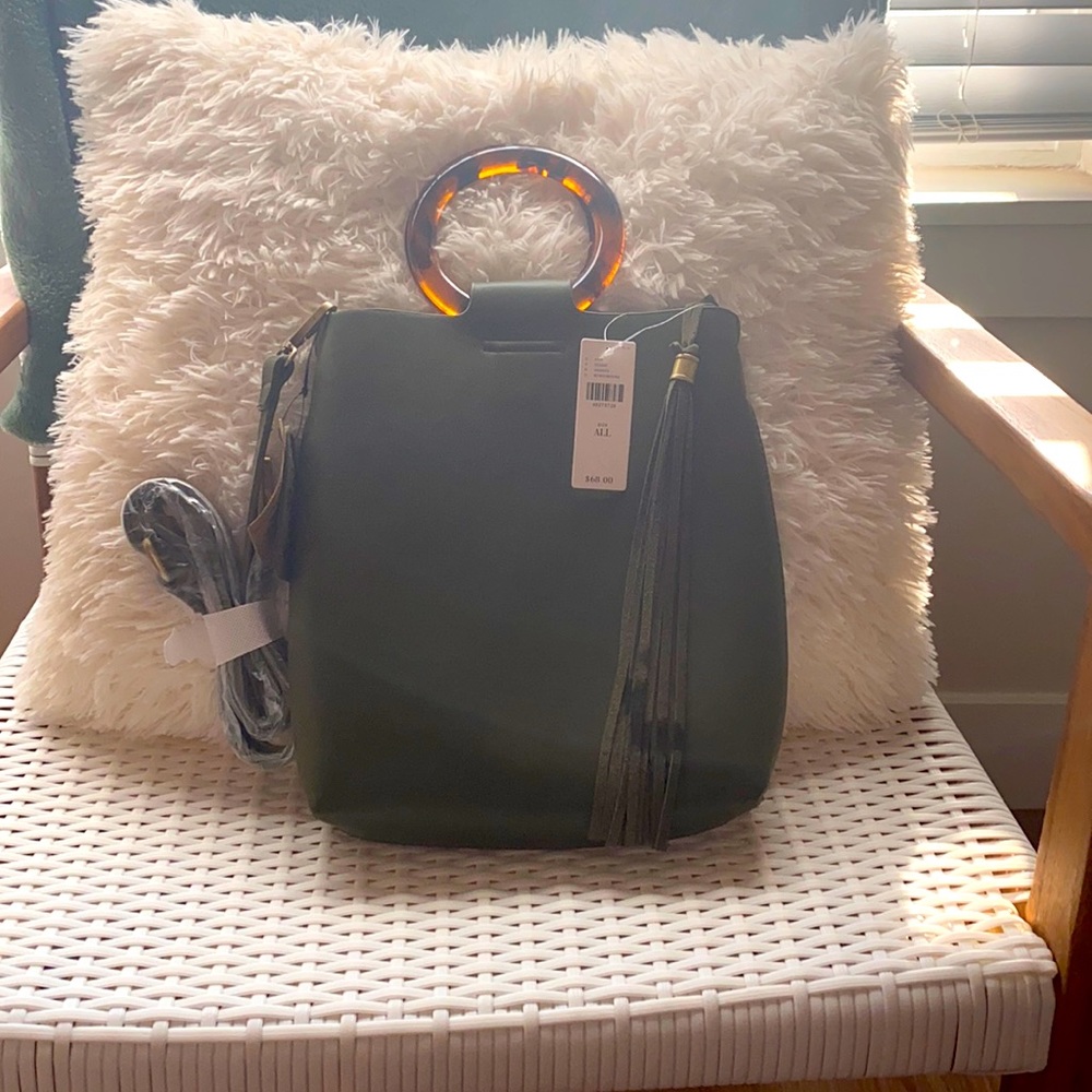 Olive Green Anthropologie handbag with strap